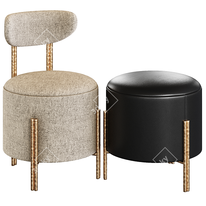 Elegant Melange Vanity Stool by Kelly Wearstler 3D model image 1