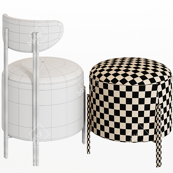 Elegant Melange Vanity Stool by Kelly Wearstler 3D model image 2