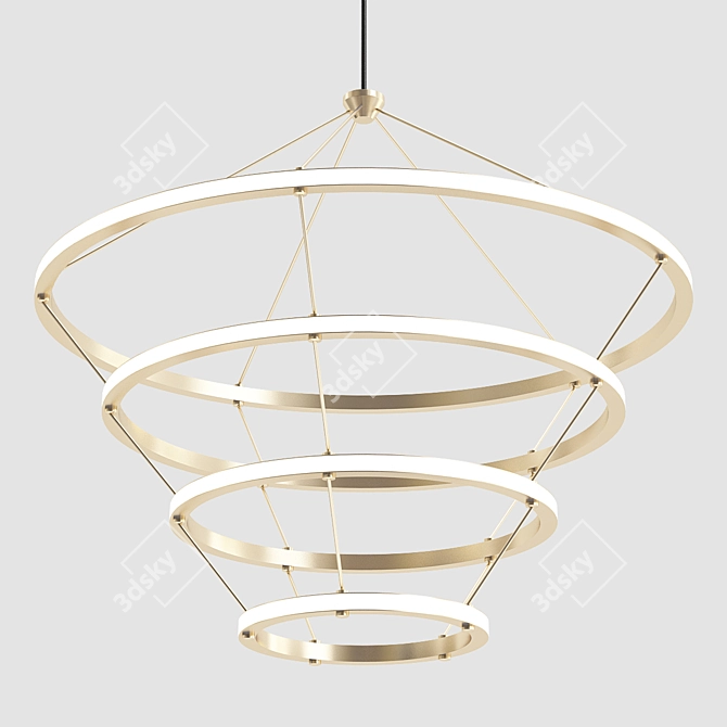 Elegant Halo Chandelier: Brass Beauty 3D model image 1