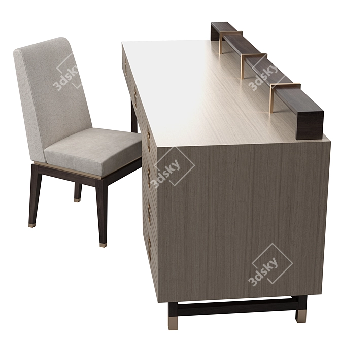 Elegant Edinburg Desk & Bahru Chair 3D model image 2