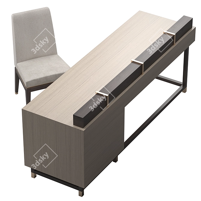 Elegant Edinburg Desk & Bahru Chair 3D model image 3