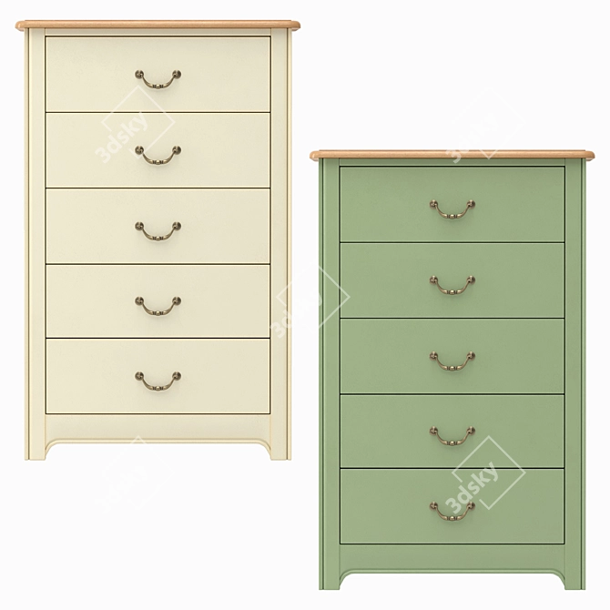 Olivia 5-Drawer High Chest 3D model image 2