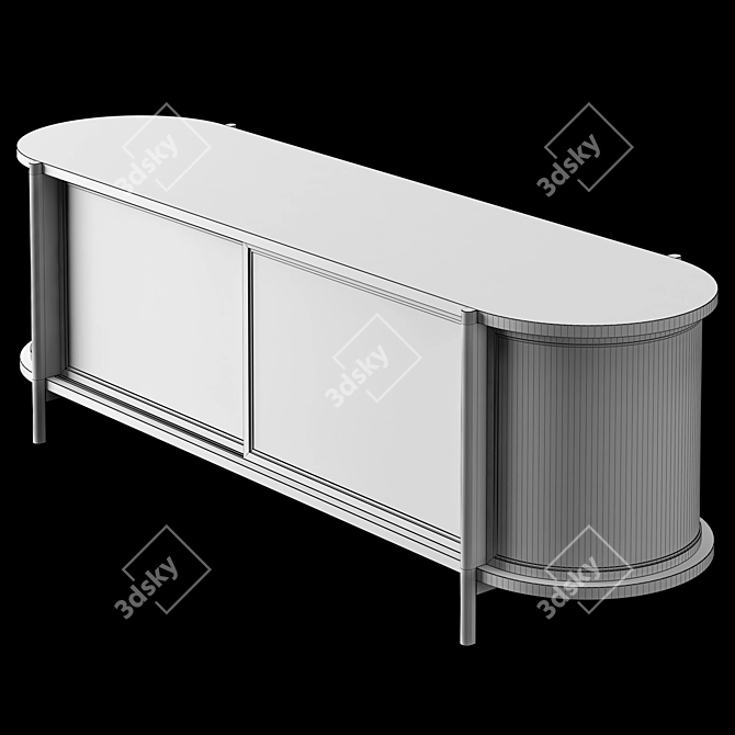 Elegant Cane Low Cabinet 3D model image 4