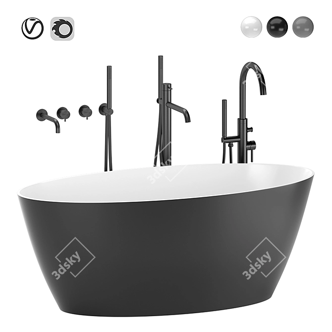 Siena Bath with Omnires Y Mixer 3D model image 1