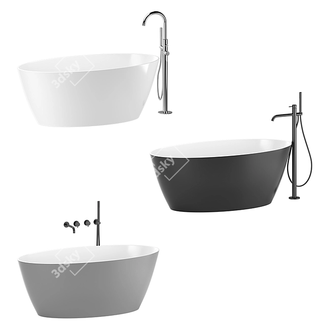 Siena Bath with Omnires Y Mixer 3D model image 2
