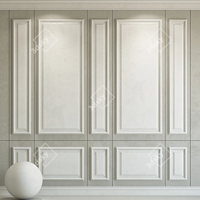 Elegant Plaster with Molding 3D model image 1