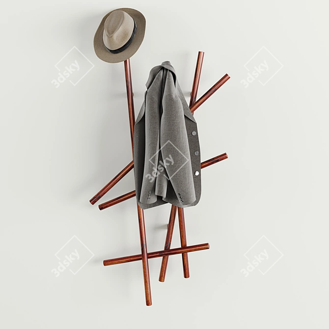 Porada Sketch Walnut Clothes Hanger 3D model image 1