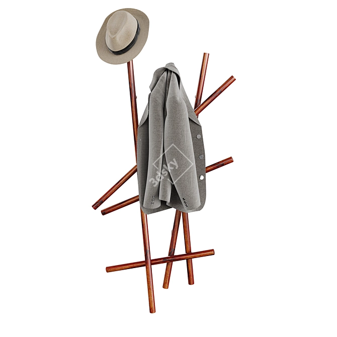 Porada Sketch Walnut Clothes Hanger 3D model image 4