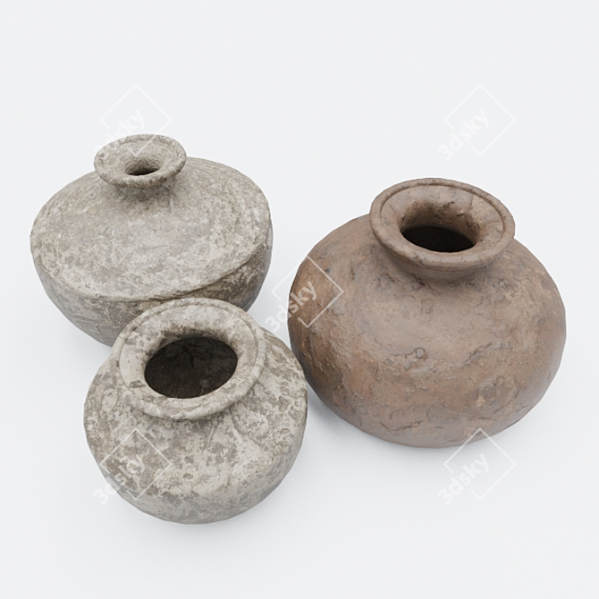 Ethnic Style Vases Set 3D model image 2