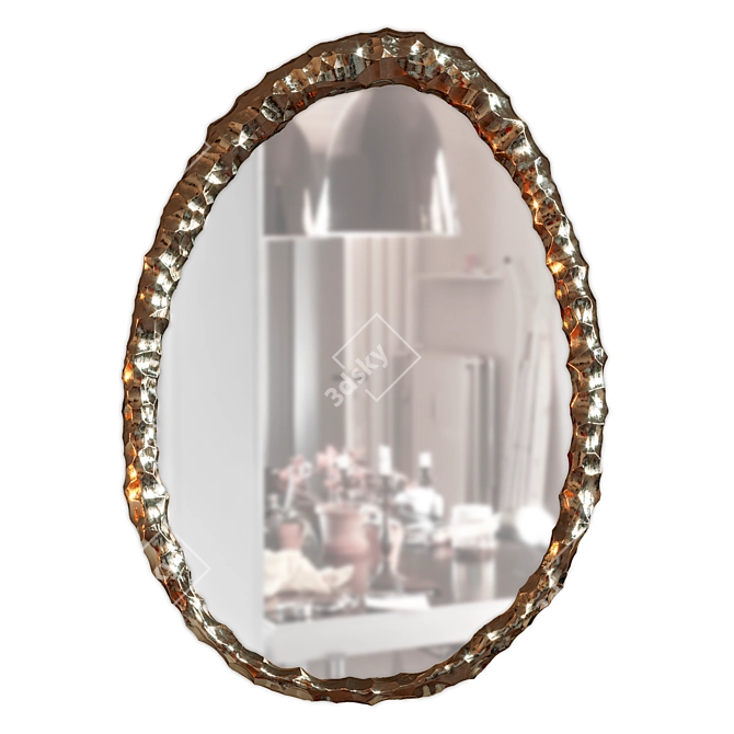 Elegant Handcrafted Oval Mirror 3D model image 1