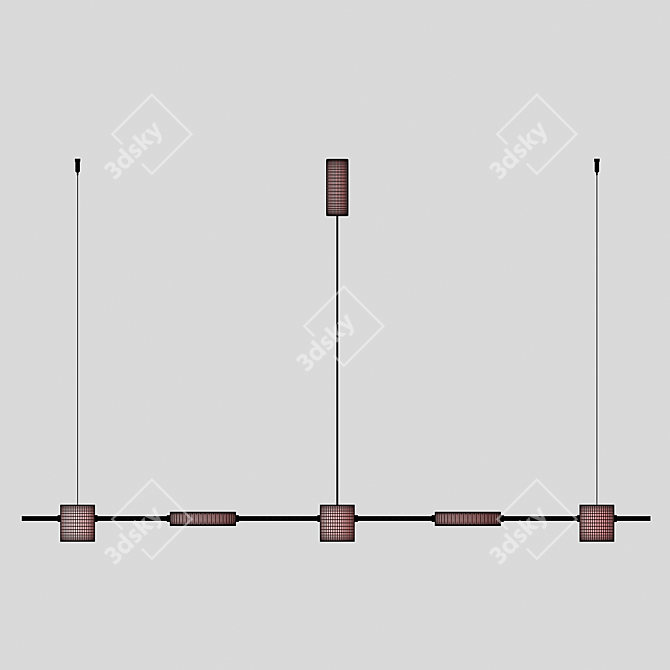Industrial Black Metal Chandelier 3D model image 2