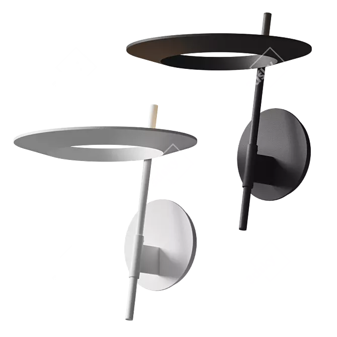 Sleek Ringlo Wall Torchiere 3D model image 2