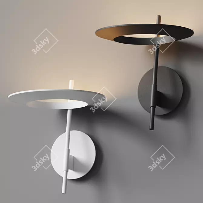 Sleek Ringlo Wall Torchiere 3D model image 3