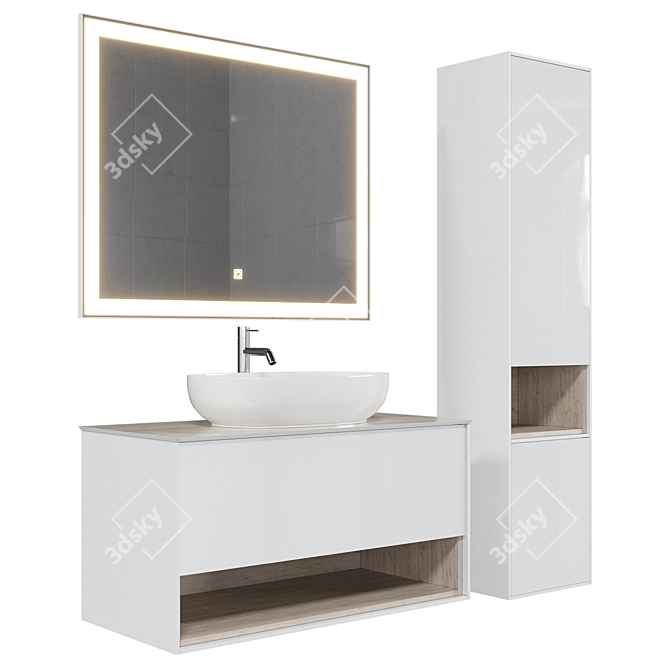 Plaza Modern Bathroom Furniture Set 3D model image 1