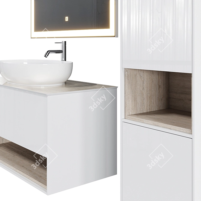 Plaza Modern Bathroom Furniture Set 3D model image 4