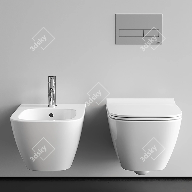 Modo Wall-Hung Toilet & Bidet 3D model image 3