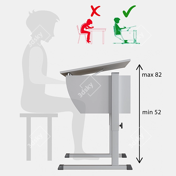 ErgoSmart Student Table 3D model image 7