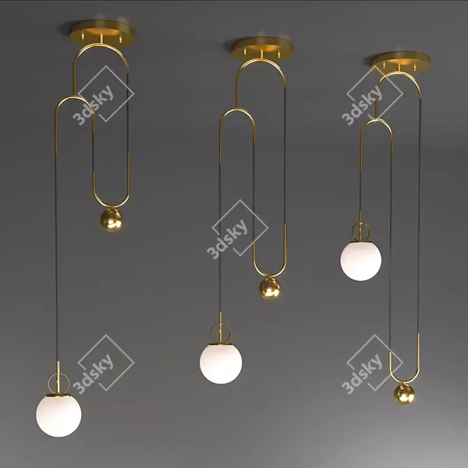 Art Deco Pendant Light: Cradle Brass 3D model image 2