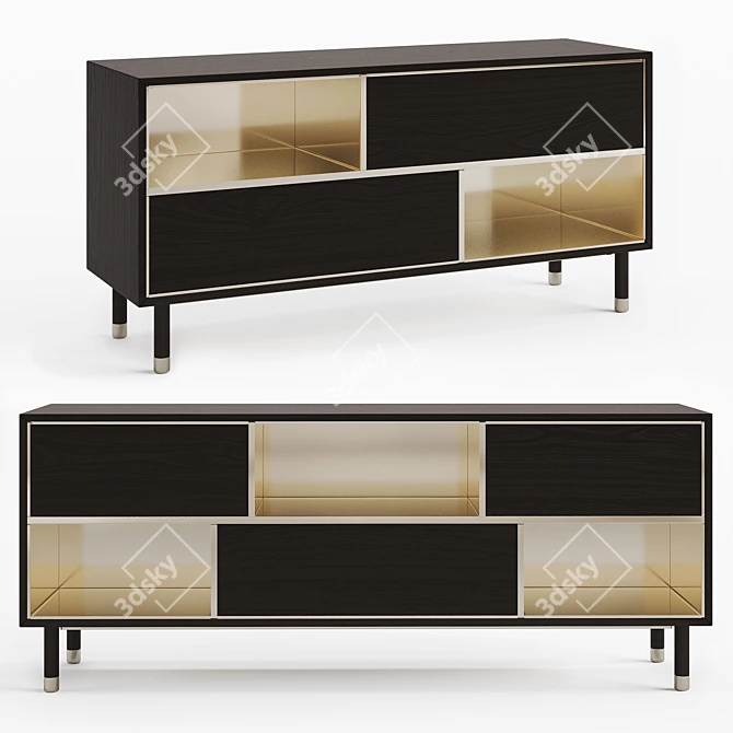 Elegant Piet Sideboard: Wooden Body, Metal Accents 3D model image 1