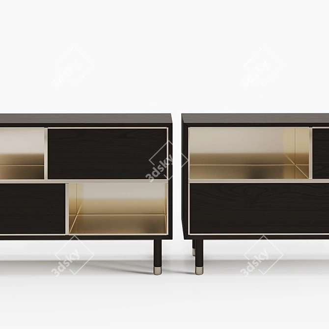 Elegant Piet Sideboard: Wooden Body, Metal Accents 3D model image 2