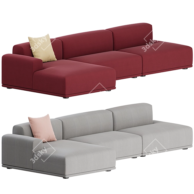 Contemporary 3-Seater Sofa by Muuto 3D model image 1