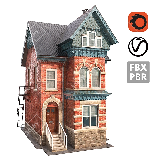 Victorian House 01: Low Poly, PBR, Game-Ready 3D model image 1