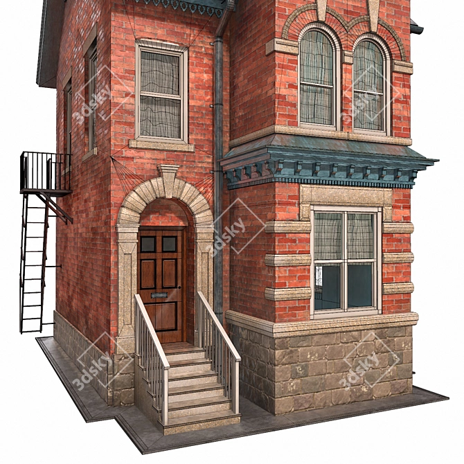 Victorian House 01: Low Poly, PBR, Game-Ready 3D model image 2