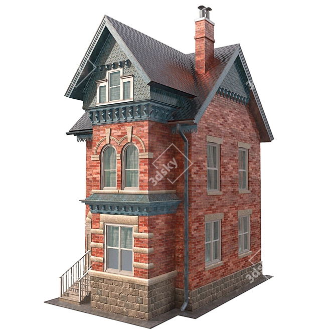 Victorian House 01: Low Poly, PBR, Game-Ready 3D model image 4