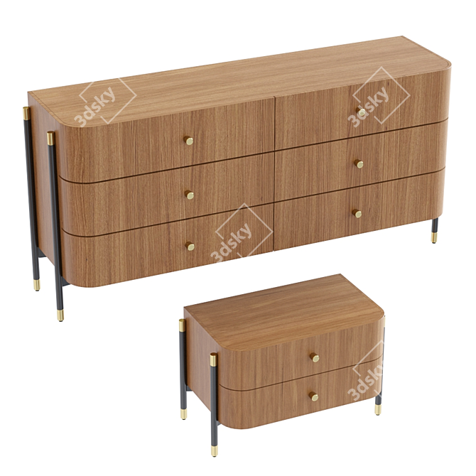 Laskasas ROSIE: Elegant Bedroom Chest & Sideboard 3D model image 2