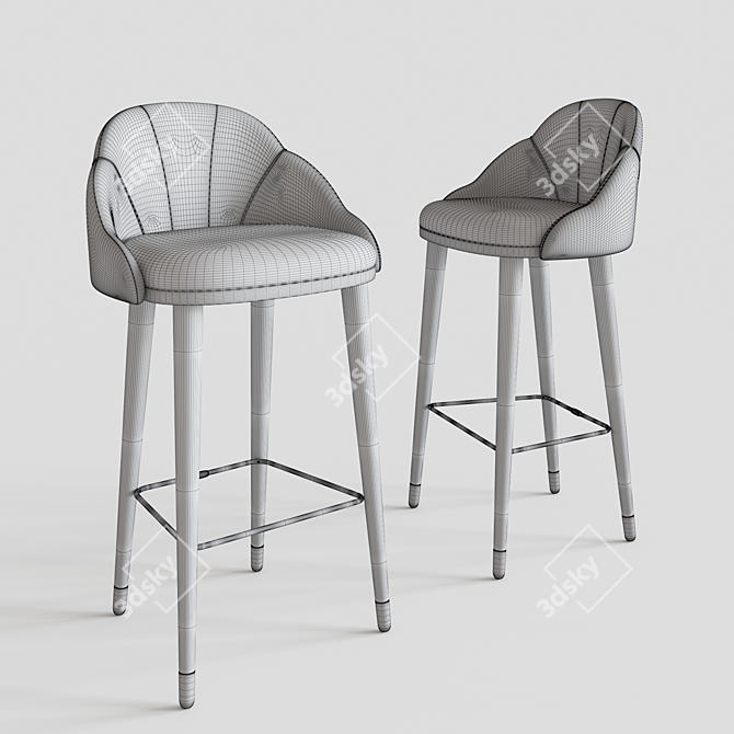 Elegant Velvet Brass Bar Chair 3D model image 3