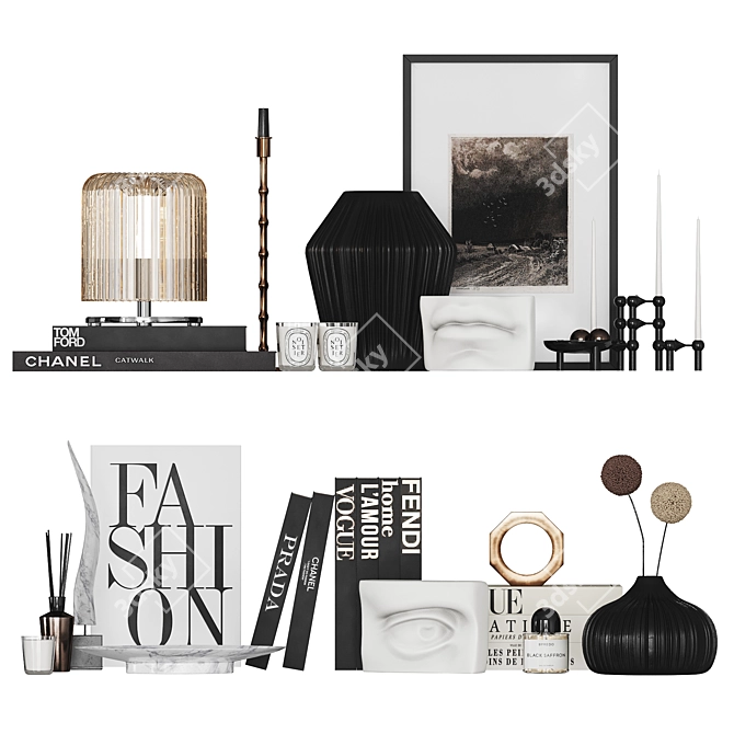 Modern Decor Set: Lamp, Candleholders, Candles, Candle Stand, Vase 3D model image 3