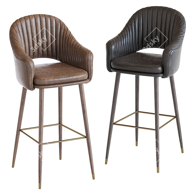 Sleek Deephouse Barstool 3D model image 3