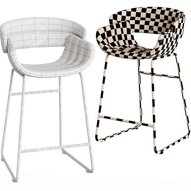 Sleek Blu Dot Racer Stool 3D model image 2