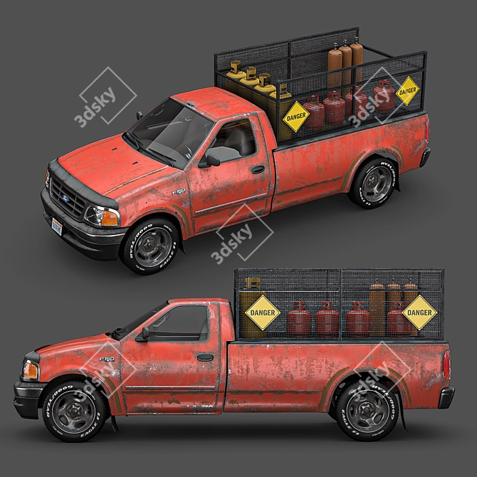 Vintage Rusty Ford F150 3D model image 2