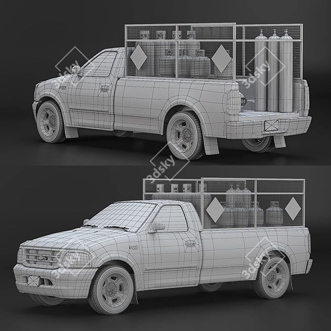 Vintage Rusty Ford F150 3D model image 4