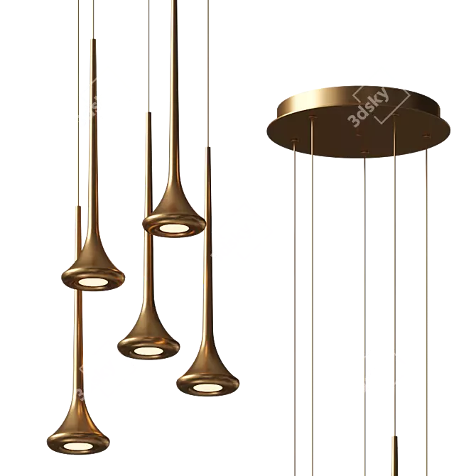 Elegant Bach Pendant Illumination 3D model image 2