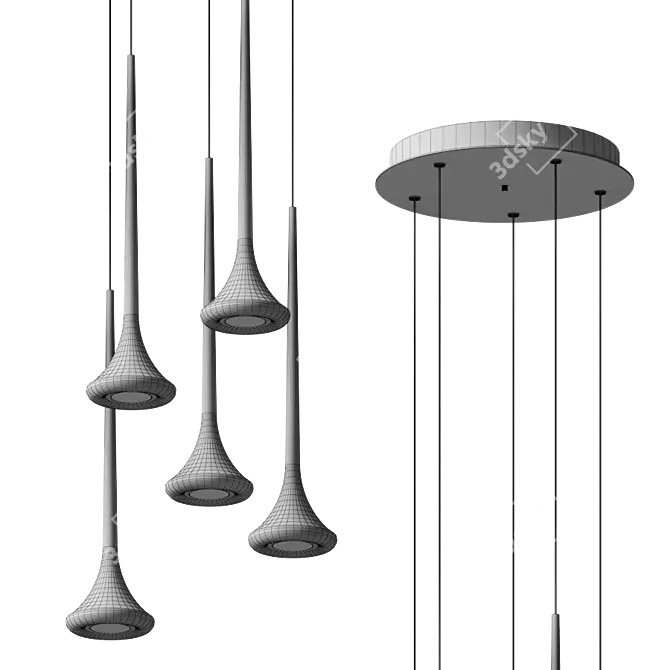 Elegant Bach Pendant Illumination 3D model image 3
