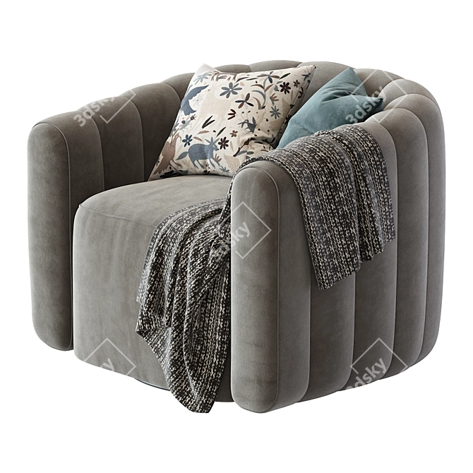 Fitz Velvet Swivel Chair 3D model image 1