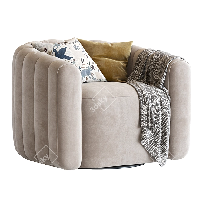Fitz Velvet Swivel Chair 3D model image 2