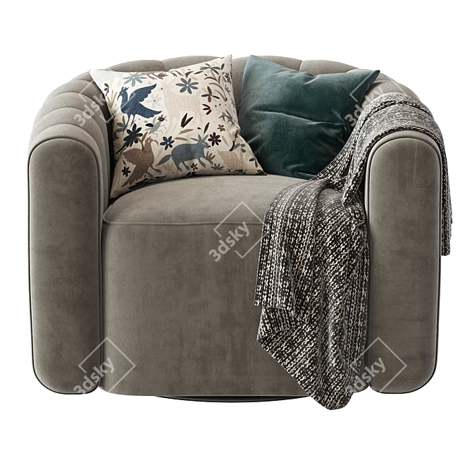 Fitz Velvet Swivel Chair 3D model image 4
