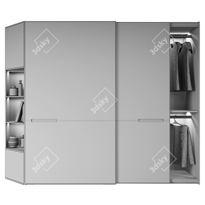 Modern Corner Wardrobe with Stylish Design 3D model image 2