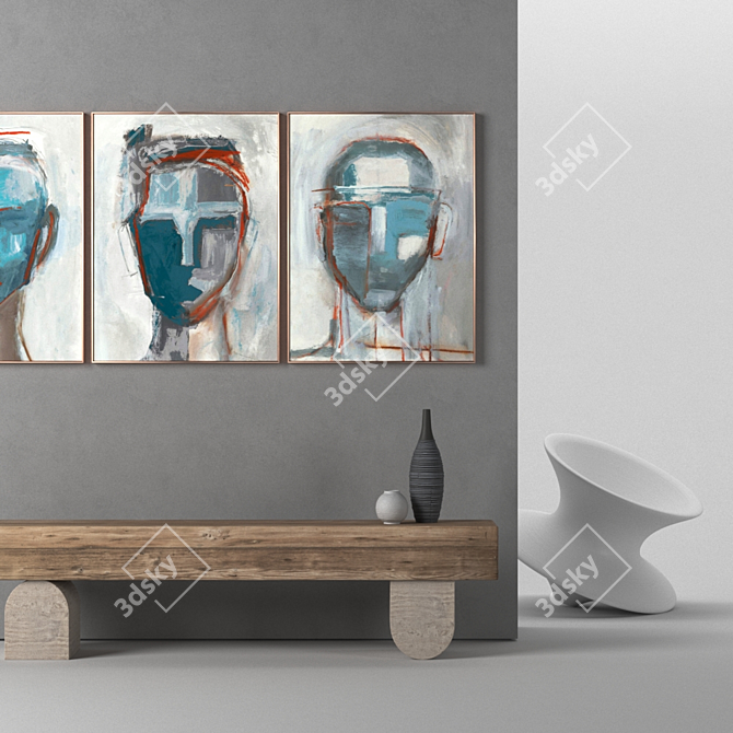 3-Piece Frame Set, 1000x750mm, 2000x2000 UV Textures 3D model image 3