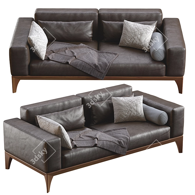 Elegant Leather Sofa by Porada 3D model image 4