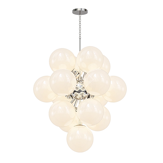 Mid Century White Glass Chandelier 3D model image 1
