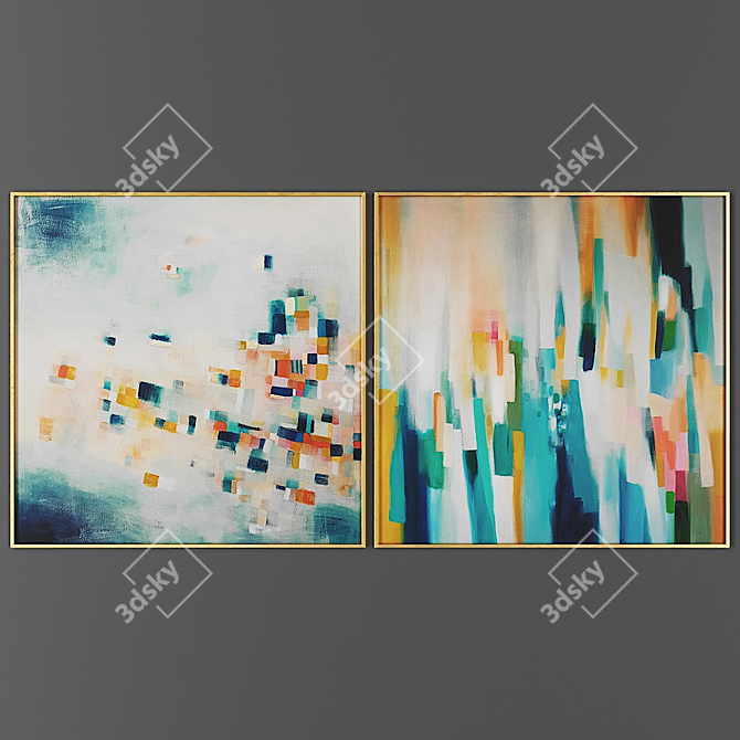 Elegant Duo Picture Set 3D model image 1