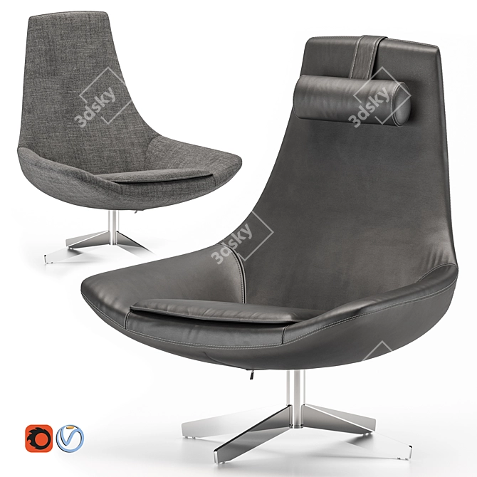 Elegant QU Armchair by BORG 3D model image 1