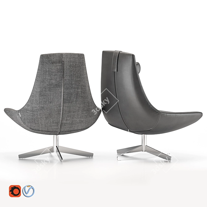 Elegant QU Armchair by BORG 3D model image 3
