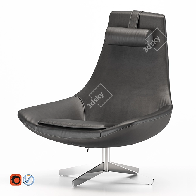 Elegant QU Armchair by BORG 3D model image 4