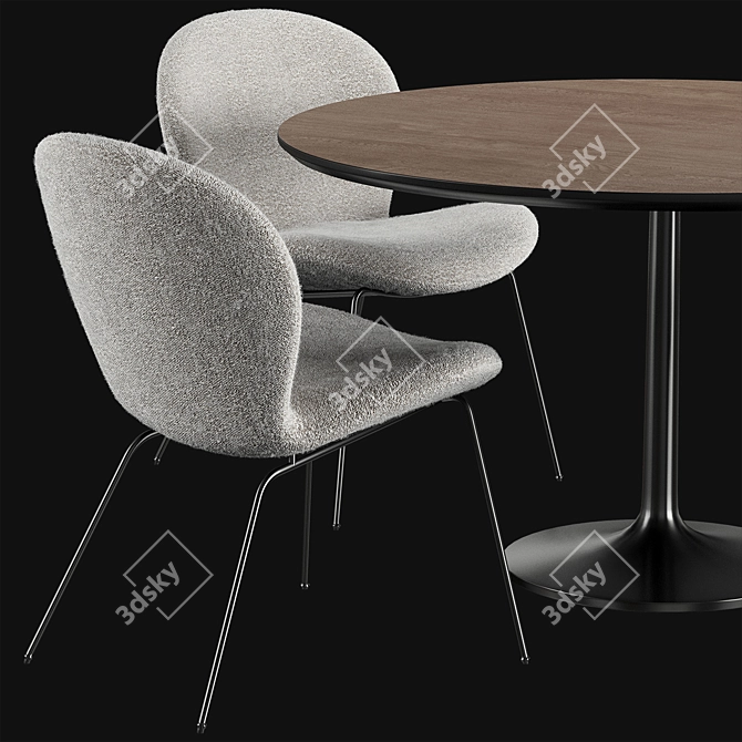 Marble Dining Table with Hiro Chairs 3D model image 2