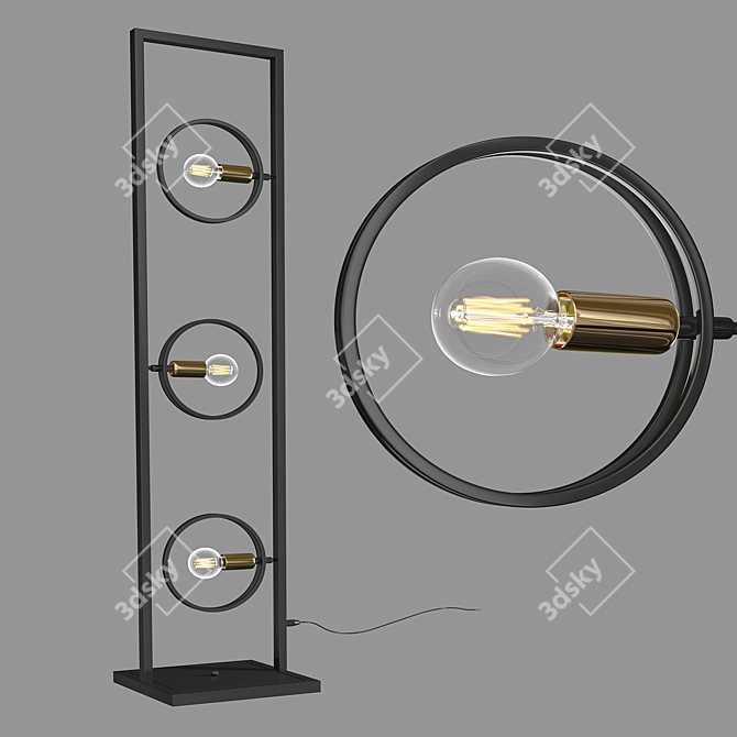 Urban Loft Black Metal Floor Lamp 3D model image 1